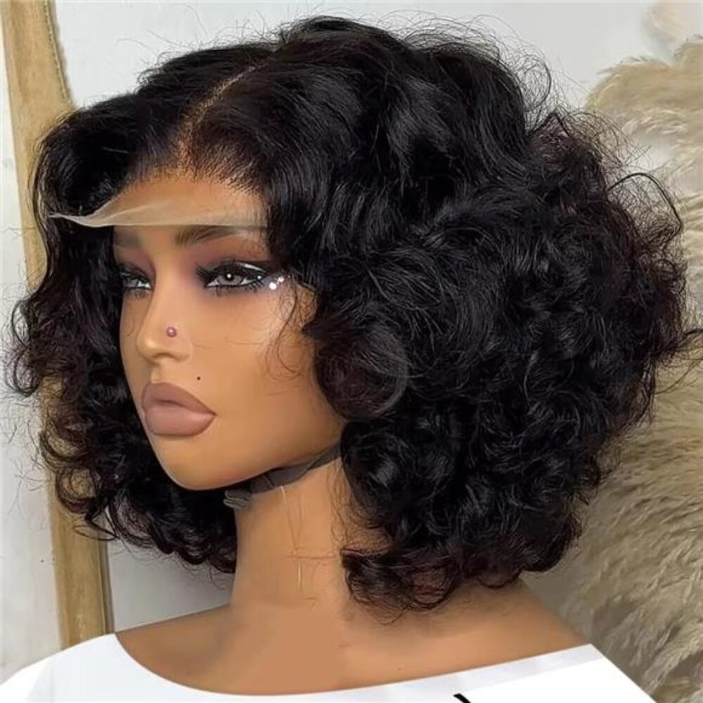 250% Body Wave HD Lace Frontal Wig Short Bob Wig Human Hair Glueless Human Hair